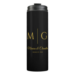 Termo Stylish Monogram With Couple Name Black
