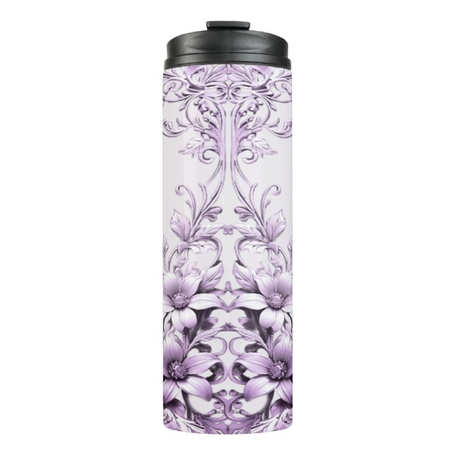 Termo Stylish Purple Flowers Thermal Tumbler (Anverso)