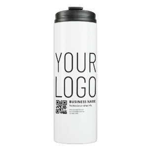 Termo Su logotipo con código QR editable y texto