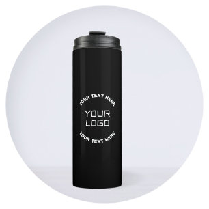 Termo Su logotipo o imagen y texto editable Negro y bl