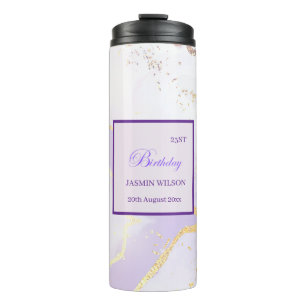 Termo Suave Splash Dorado de Acuarela Morada Elegante
