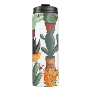 Termo Suculentos, cactús: lindo patrón floral.
