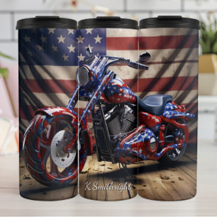 Termo Suelo de madera de motocicleta patriótica 3D