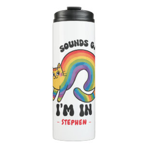 Termo Suena gay, estoy adentro - Gato arcoiris Orgullo L