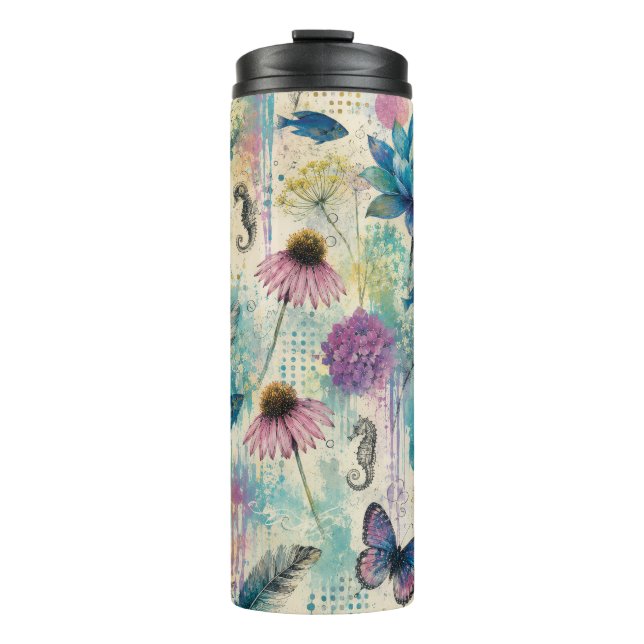 Termo Sueño Acuático Floral Vibrante (Anverso)