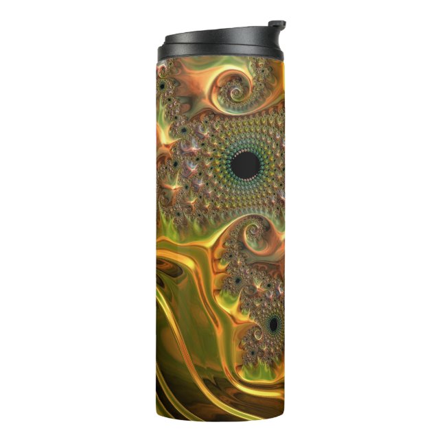 Termo Sueño Fractal de Oro Líquido (Rotado hacia la izquierda)