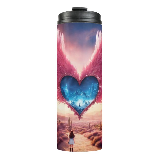 Termo Sueños Angélicos: Tumbler termal azul celestial (Anverso)