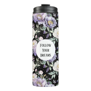 Termo Sueños de Flores Blancas Moradas Bonitas