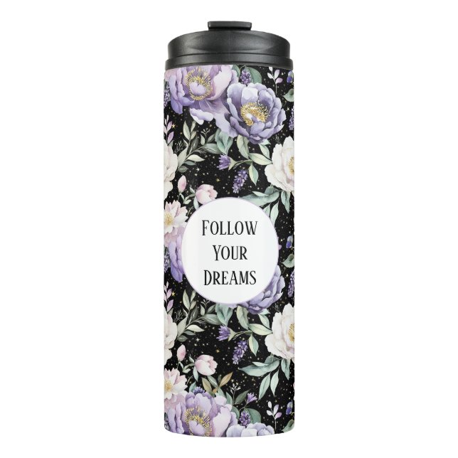 Termo Sueños de Flores Blancas Moradas Bonitas (Anverso)