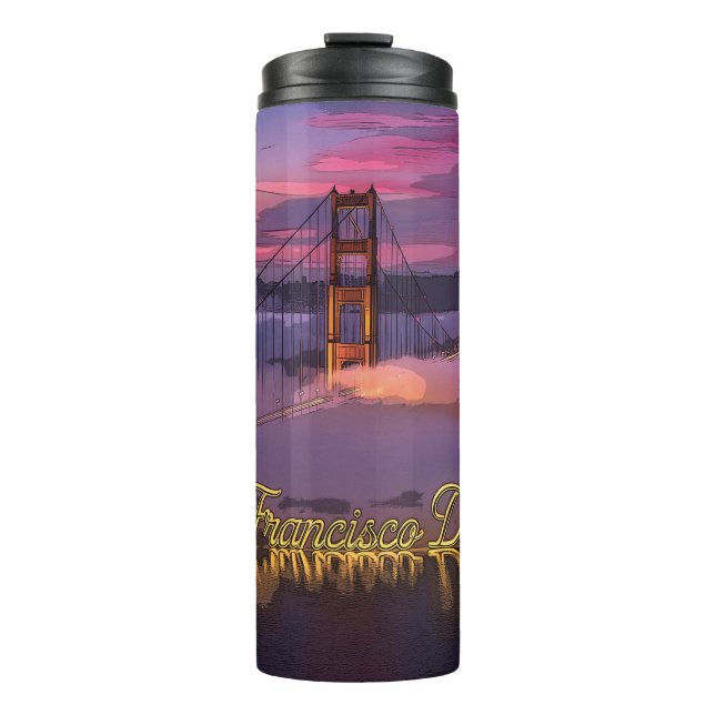 Termo "Sueños de San Francisco" Puesta de sol del puente (Anverso)