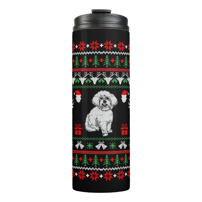 Termo Suéter de los Navidades feos de Bichon Frise (Anverso)