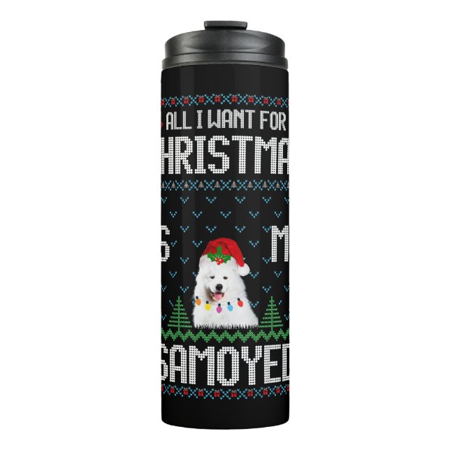 Termo Suéter de Navidades feos de perro de Samoyed (Anverso)