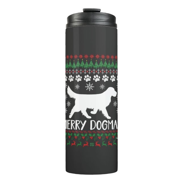 Termo Suéter Feo De Navidad Perro Dogmas Copo De Nieve (Anverso)