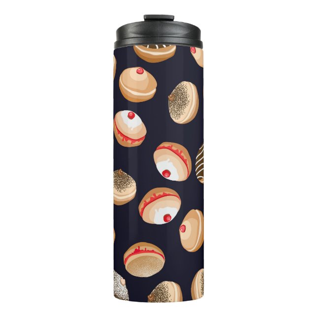 Termo Sufganiyot Donuts: Patrón de cosecha de Hanukkah (Anverso)