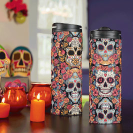 Termo Sugar Skull Dia de Los Muertos