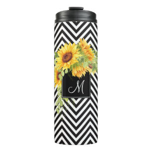 Termo Sunflower y Chevrons con cualquier monograma