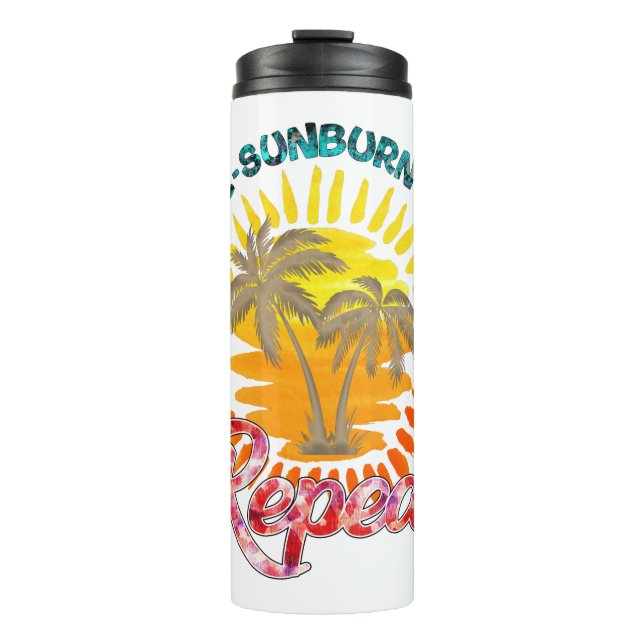 Termo Sunrise-Sunburn-Sunset-Repetir | Palm Trees dorado (Anverso)