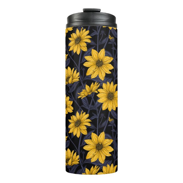 Termo Sunroot, girasol salvaje en amarillo y azul (Anverso)
