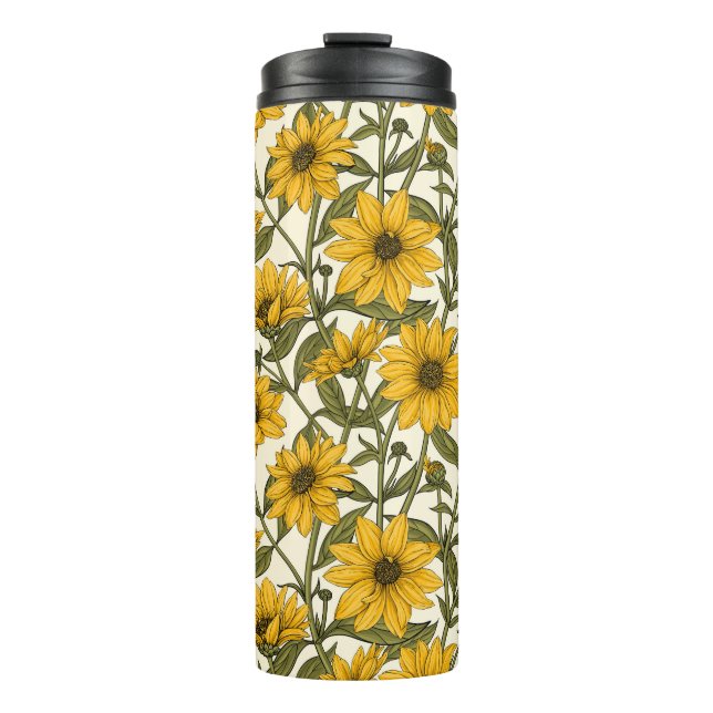 Termo Sunroot, girasol salvaje en blanco roto (Anverso)