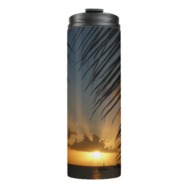 Termo Sunset Through Palm Fronds Tropical Seascape (Anverso)
