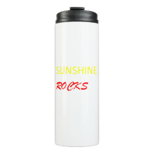 Termo "Sunshine Rocks" Frase Letra Amarilla y Roja