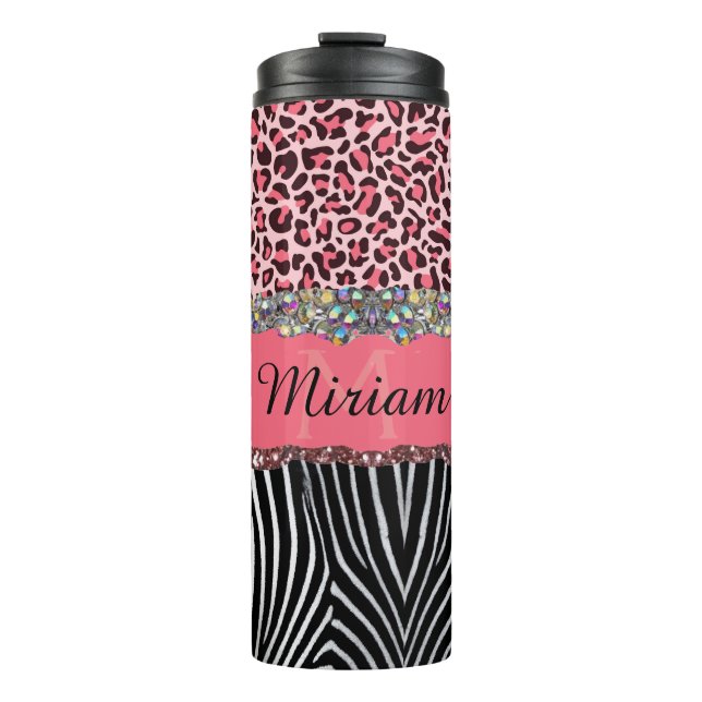 Termo Super Girly Purpurina Rosa Exótico Leopardo Print  (Anverso)
