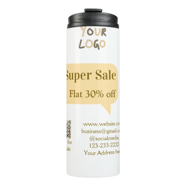Termo super oferta descuento comercial escanea código QR (Anverso)
