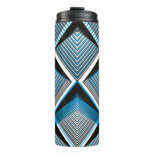 Termo Superposición de rayas azules geométricas sin sold