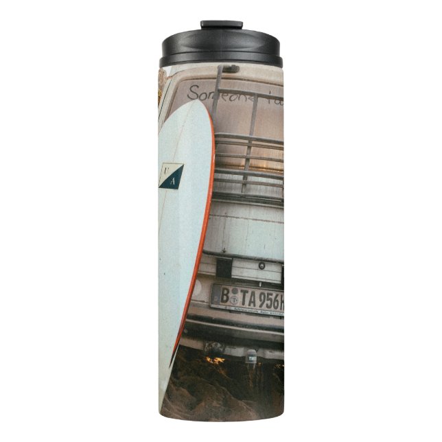 Termo Surfboard blanco y negro (Anverso)