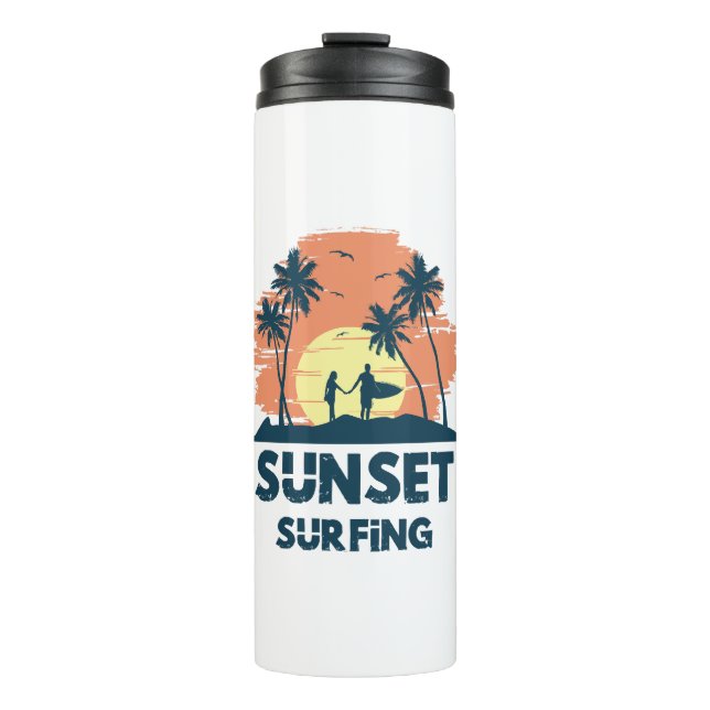 Termo Surfing - Surfing al atardecer (Anverso)