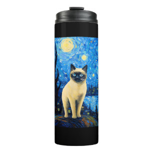 Termo Surreal Starry Night Siamese Cat