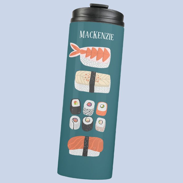 Termo Sushi personalizado (Personalized custom name Japanese sushi thermal tumbler)