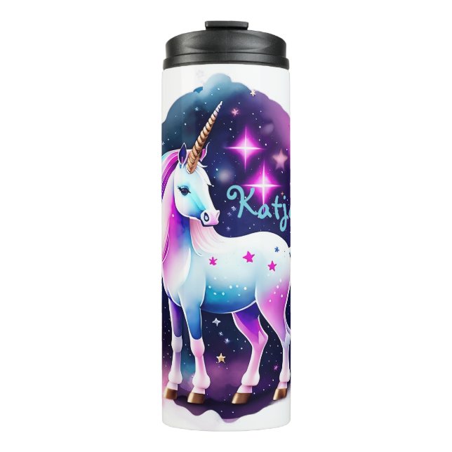 Termo süßes Einhorn vor einem funkelnden Sternenhimmel (Anverso)