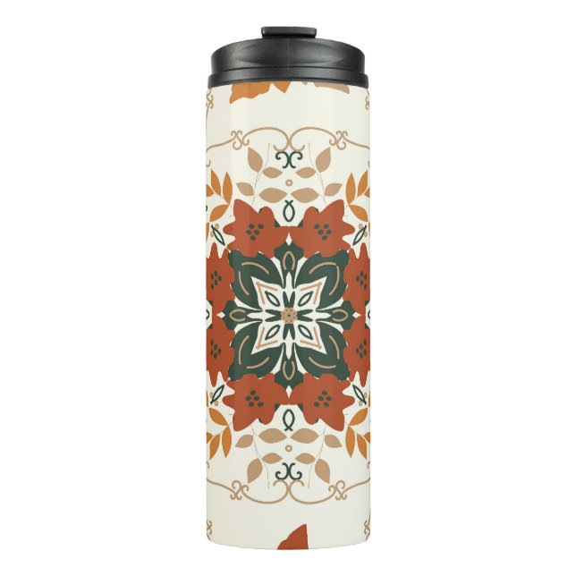 Termo Susurros de otoño: mezcla geométrica floral (Anverso)