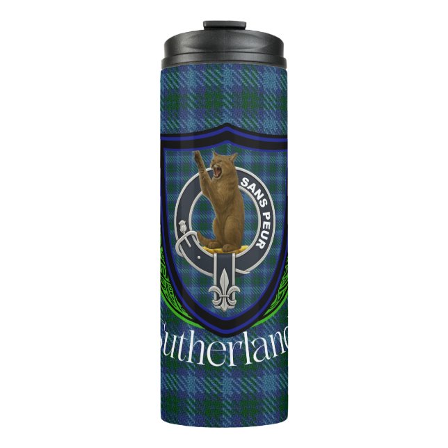 Termo Sutherland Scottish Clan Tartan & Crest (Anverso)