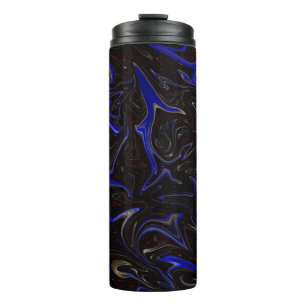 Termo "Swirl galáctico: El Mármol Espacial Azul y Negro"