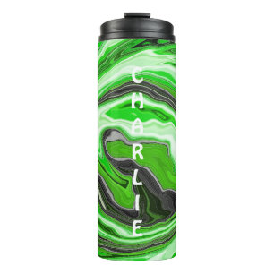 Termo Swirls personalizados de mármol verde y negro