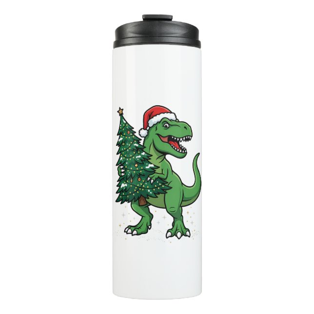 Termo T-Rex de Navidad llevando árbol de Navidad (Anverso)