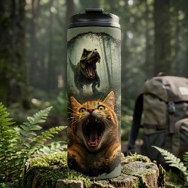 Termo T-Rex Divertido & Meme de Gato Gritando