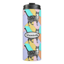 Tabby Cat Cute Gatos Pastel de color de agua Masco