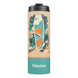 Termo Tabla de surf retro abstracta tropical para adoles