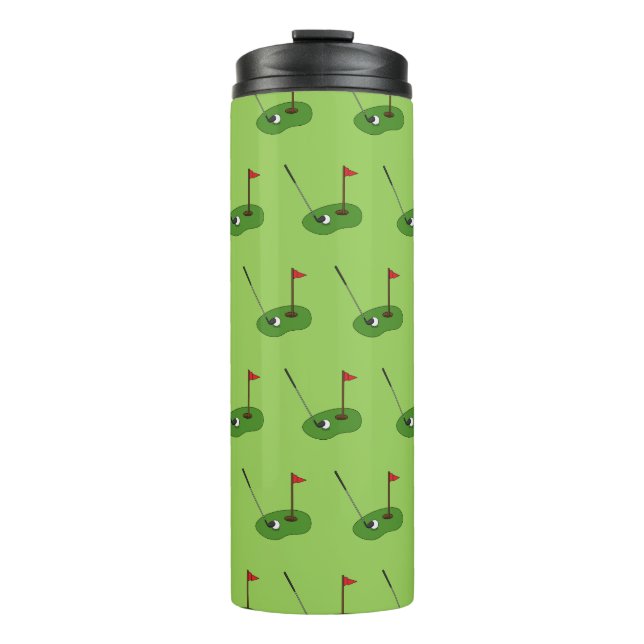 Termo Taladro del campo de golf con patrón de bandera (Anverso)
