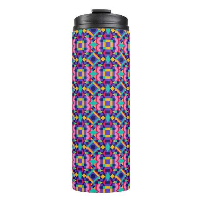 Termo Tall travel mug with a vibrant geometric pattern (Anverso)