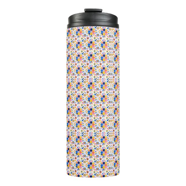 Termo Tall travel mug with a vibrant, geometric pattern  (Anverso)