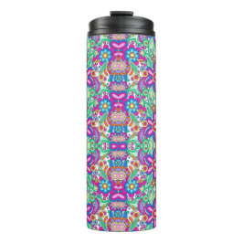 Termo Tall travel mug with a vibrant, symmetrical floral