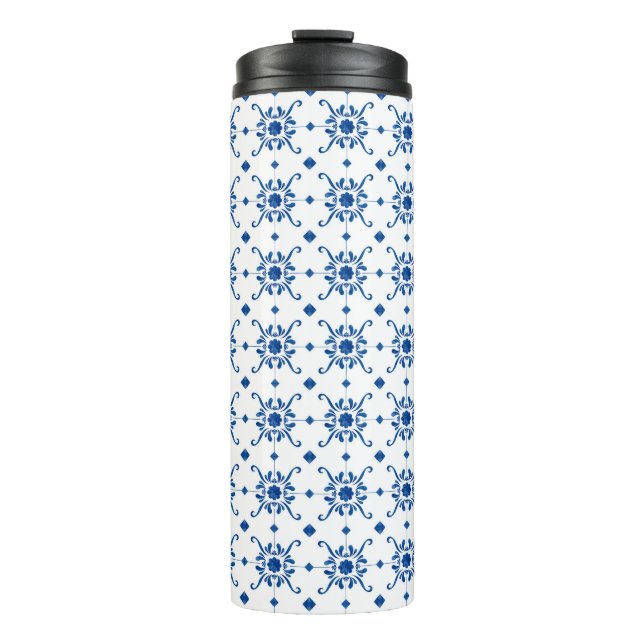 Termo Tall, white travel mug with a black lid (Anverso)