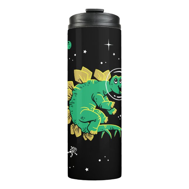 Termo Tan Verde Stegosaurus Dinos En El Espacio (Anverso)