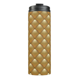 Termo Tapón de cuero dorado, sofá vintage.
