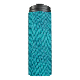 Termo Tapón de textura de lana de punto azul