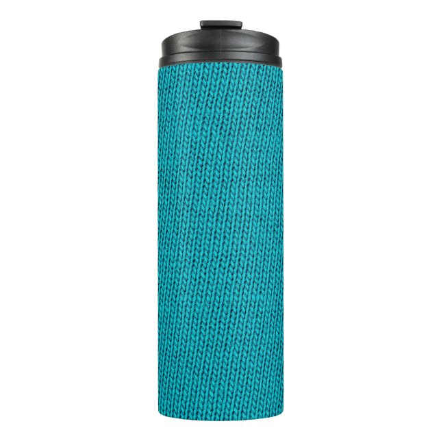 Termo Tapón de textura de lana de punto azul (Anverso)